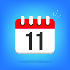 Day 11, day eleven. Vector calendar, cartoon look. Calendar icon with the day in question