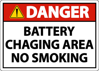 Warning Battery Charging No Smoking Sign On White Background
