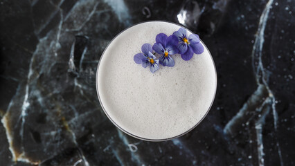 Pink cocktail with white foam new york sour, Close up of glasses of New York sour cocktail on the holiday