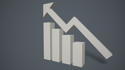 Statistical columns for information representation. Financial geometric jumps on the stock exchange. 3d-rendering