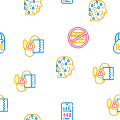 Cholesterol Overweight Vector Seamless Pattern Color Line Illustration