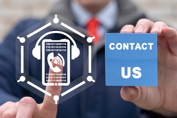 Contact us (phone, email, mail, website) concept. Customer service and support.
