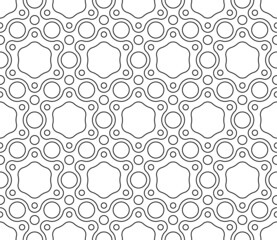 Black and white seamless illustrations. Coloring book, colouring page for children and adults. Decorative abstract linear vector pattern design. Thin line drawing. Easy to edit color and line weight