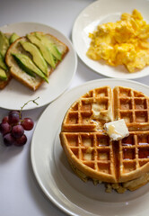 Breakfast Brunch Waffles Eggs Avocado Toast Fruit
