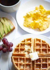 Breakfast Brunch Waffles Eggs Avocado Toast Fruit