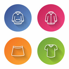 Set line Hoodie, Skirt and T-shirt. Color circle button. Vector