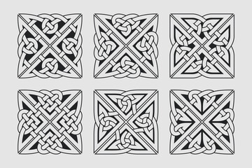 Vector celtic horizontal knot. Ethnic ornaments set. - obrazy, fototapety, plakaty