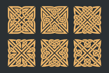 Vector celtic horizontal knot. Ethnic ornaments set. - obrazy, fototapety, plakaty