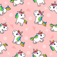 Naklejka premium Cute Animal Magical Unicorn Horse Seamless Pattern doodle for Kids and baby