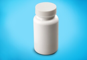 Plastic tablets containing on blue background.