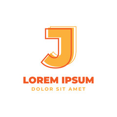 letter J trippy outline with fresh bright color alphabetic vector logo design element