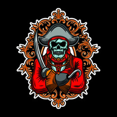 Hand Drawn Skull Pirates Vector Illustration