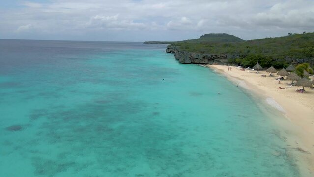  Cas Abou Beach Curacao on the caribbean island of Curacao, Playa Cas Abou in Curacao Caribbean tropical white beach with blue ocean