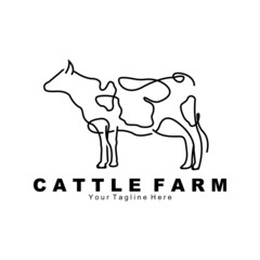 cow animal logo, cattle farm, dairy farm animal illustration design