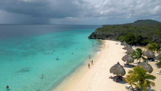  Cas Abou Beach Curacao on the caribbean island of Curacao, Playa Cas Abou in Curacao Caribbean tropical white beach with blue ocean