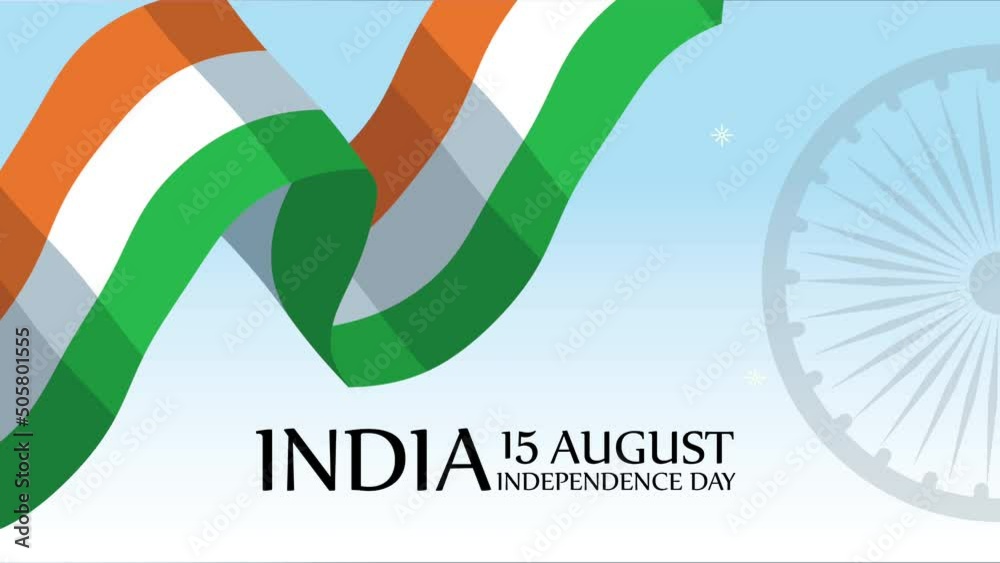 Wall mural india independence day lettering animation