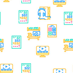 Self Study Lessons Vector Seamless Pattern Color Line Illustration