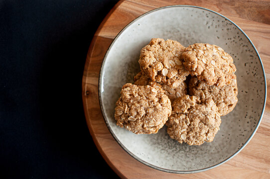 Plate of ANZAC cookies / biscuits