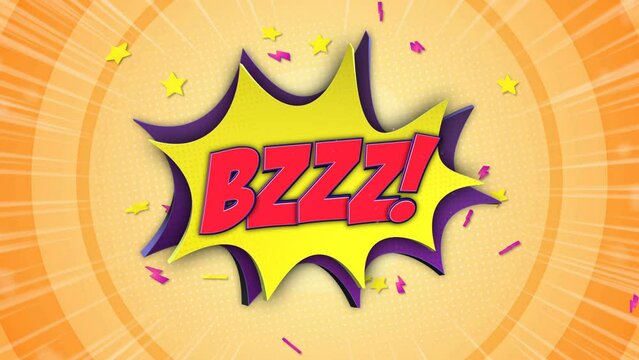 BZZZ Comic Text Animation, with Alpha Matte, Loop, 4k
