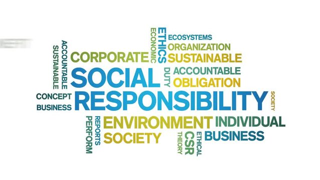 Social Responsibility Animated Tag Word Cloud;Text Design Animation typography seamless loop.