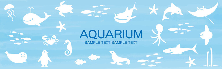 水族館の可愛い魚や生物たちのアイコン © mixcolours