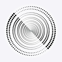 Abstract dotted circles. Halftone dots in circular form. Vector logo. Design element for various purposes.	