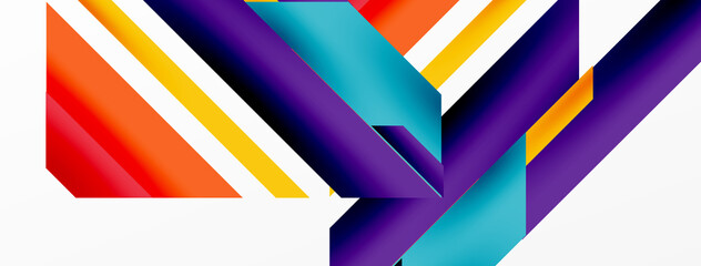 Minimal geometric abstract background. Dynamic 3d lines composition. Trendy techno business template for wallpaper, banner, background or landing