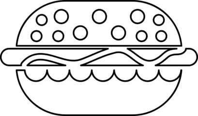 Burger illustration. Hamburger flat icon or sticker. Vector.eps