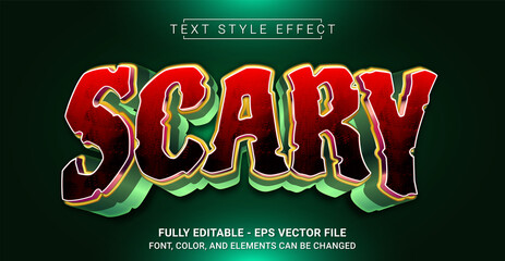 Scary Text Style Effect. Editable Graphic Text Template.
