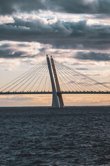 Fototapeta na wymiar Big cable-stayed bridge in the sea