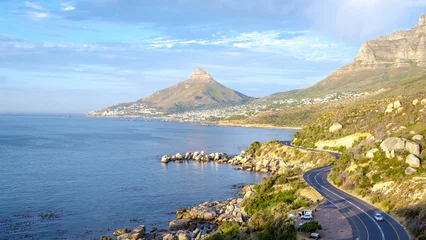 Plaid avec motif Atlantic Ocean Road Le Chapman& 39 s Peak Drive sur la péninsule du Cap près du Cap en Afrique du Sud par un après-midi lumineux et ensoleillé Le Cap, road trip Chapman& 39 s Peak Drive