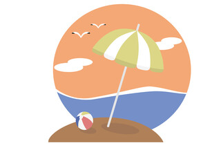 パラソルとビーチボール