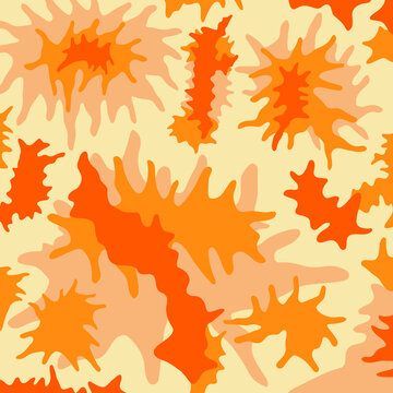 Abstract Orange Camouflage Military Pattern Background