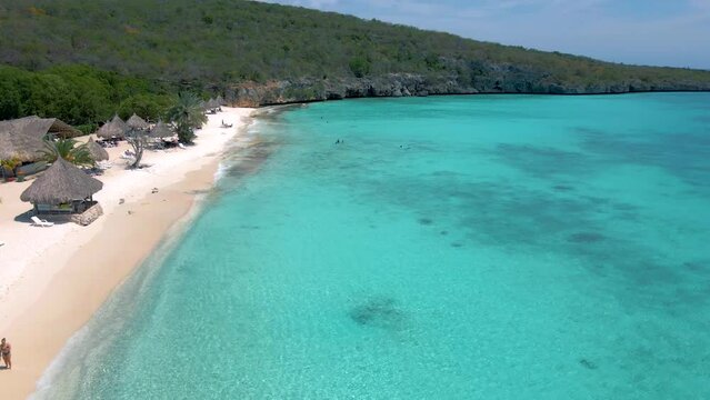  Cas Abou Beach Curacao on the caribbean island of Curacao, Playa Cas Abou in Curacao Caribbean tropical white beach with blue ocean