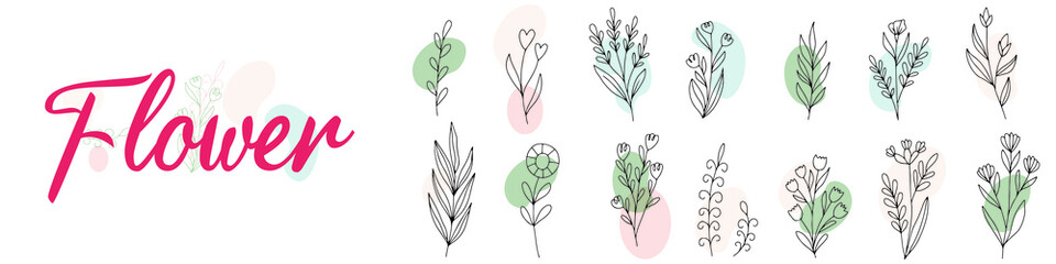 Flower bouquet for wedding greeting card, bride and groom invitation card, vector illustration