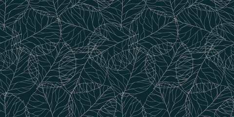 Leaves illustration background. Seamless pattern.Vector. 葉っぱのイラストパターン - obrazy, fototapety, plakaty