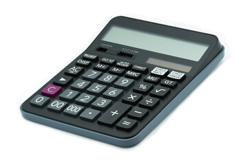 Office digital calculator with solar panels top view isolated on white background 