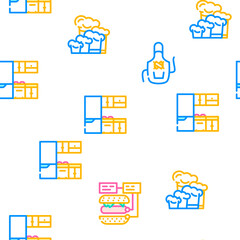 Cooking Courses Lesson Vector Seamless Pattern Color Line Illustration