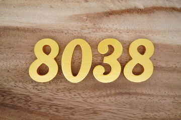 Number 8038 is made of 1 cm thick teak, painted gold on top of real wood with dark brown to light...