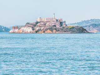 Alcatraz Island in San Francisco, USA. Photo processed in pastel colors