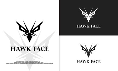 Outline bird and eagle face symbols on white background. Abstract bird icons.