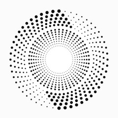 Abstract dotted circles. Halftone dots in circular form. Vector logo. Design element for various purposes.	