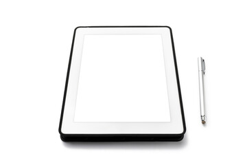 Modern digital tablet closeup isolated on white background, digitalization, gadget