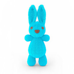3d render illustration of a cute stuffed toy rabbit on white background.