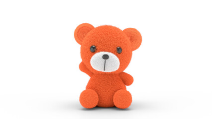 3d render illustration of a cute stuffed toy bear on white background.