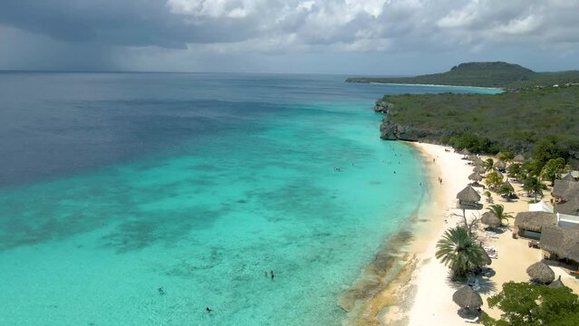  Cas Abou Beach Curacao on the caribbean island of Curacao, Playa Cas Abou in Curacao Caribbean tropical white beach with blue ocean