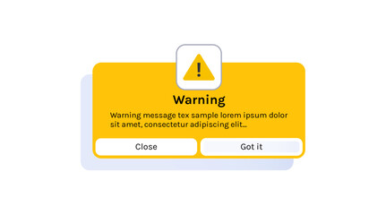 Warning and messages app interface elements flat vector illustration. 
 - obrazy, fototapety, plakaty