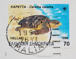 briefmarke stamp vintage retro alt old schildkröte sea turtle see ocean beach strand meer...