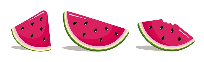 Watermelon slices set in cartoon style Summer Concept Vector illustration isolated on white background