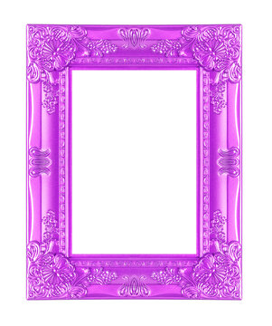 Purple Picture Frame Isoleted On Black Background